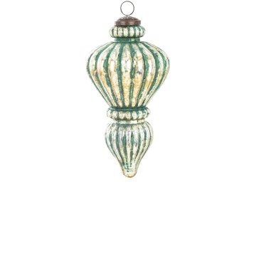 Steklena kroglica Delhi, zelena in srebrna, 21x10,5x10,5 cm