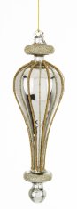 Steklena kroglica Laura, srebrna, 17x5x5 cm