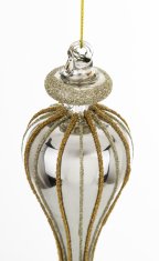 Steklena kroglica Laura, srebrna, 17x5x5 cm