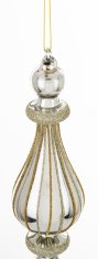 Steklena kroglica Laura, srebrna, 24x5,5x5,5 cm