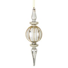 Steklena kroglica Laura, srebrna, 22x6x6 cm