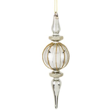 Steklena kroglica Laura, srebrna, 22x6x6 cm