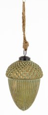 Steklena kroglica Delhi, zlata in zelena, 13x8,5x8,5 cm