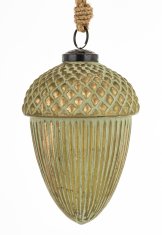 Steklena kroglica Delhi, zlata in zelena, 13x8,5x8,5 cm