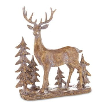 Figurica jelena Casa Roma iz rjave plastike, 30x28x8 cm