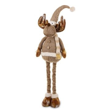 Figurica severnega jelena, tekstil, rjava in bela, 85-62x25x22 cm