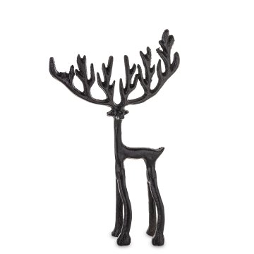 Črna kovinska figurica jelena 26x16,5x5 cm