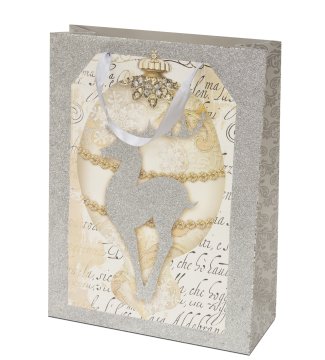 Božična papirnata vrečka, večbarvna, 32x26x12 cm, vzorec 1