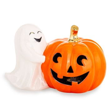 Figurica duha za noč čarovnic z bučo LED bela, oranžna 13x21x13 cm