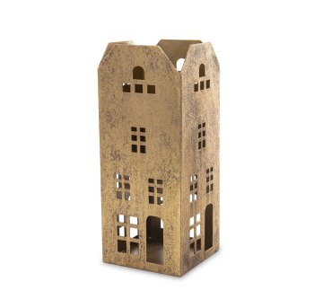 Božična figurica svečnik zlata kovina 22x9x9cm