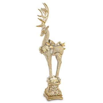 Figurica zlatega jelena, plastika, 52,5x16x9