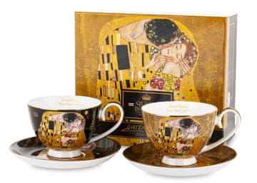 Komplet dveh skodelic iz porcelana s krožniki