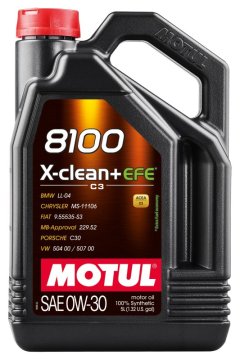 Motul OLJE 0W30 5L X-CLEAN+ 8100 EFE / C3 / 504,00 507,00 / LL04 / MB 229,52 / C30