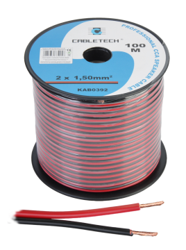 Cabletech KAB0392 Kabel za zvočnike CCA 1,5 mm 1 meter črno-bel