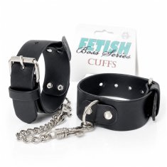 Boss Series Klasične črne lisice BDSM s kovinsko verigo Fetish B-Series