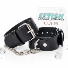 Boss Series Klasične črne lisice BDSM s kovinsko verigo Fetish B-Series