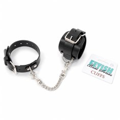 Boss Series Klasične črne lisice BDSM s kovinsko verigo Fetish B-Series