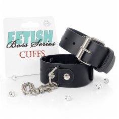 Boss Series Klasične črne lisice BDSM s kovinsko verigo Fetish B-Series