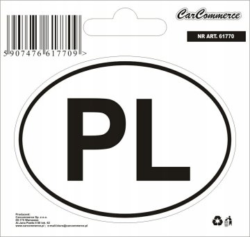 Carcommerce Nalepka za avto PL elipsa 6x8 cm
