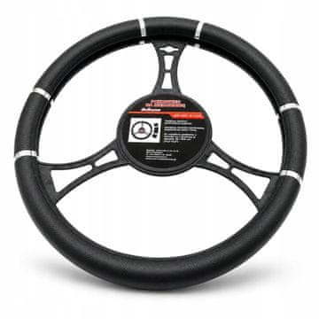 Carcommerce Prevleka za volan, avtomobilska prevleka, usnje + krom, 37-39 cm