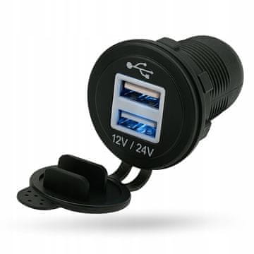 Carcommerce Avtomobilski polnilnik USB vtičnica 5V 3.1A hermetična 12V 24V za avtomobile