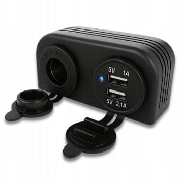 Carcommerce Vgrajen polnilnik USB vtičnica za avto in čoln 12V 24V