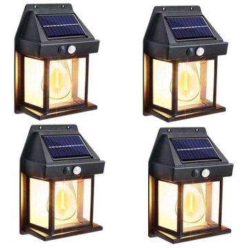 KJB Solarna zunanja stenska LED luč s senzorjem gibanja Solarna stenska svetilka s senzorjem gibanja, 4 kosi