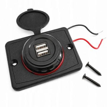 Carcommerce Avtomobilski polnilnik za montažo 2x USB 12V 24V 4.1A rdeča LED