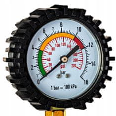 Carcommerce Avtomobilski manometer 16 barov z dolgo cevjo za avto, kolo, motorno kolo