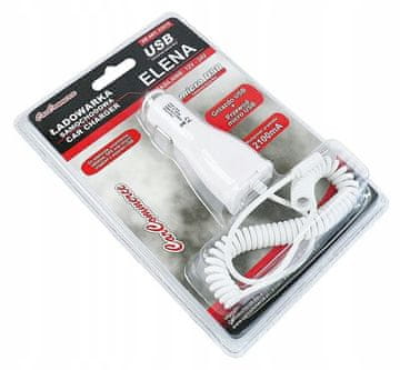 Carcommerce Avtomobilski polnilnik Micro USB + USB za avtomobile 2.1A 12/24V LED