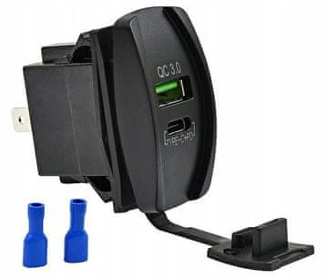 Carcommerce Avtomobilski polnilnik USB-A in USB-C 3,4 A 12 V 24 V