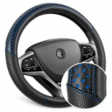 Carcommerce Prevleka za volan 37-39 cm črna + modra univerzalna
