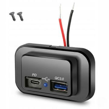 Carcommerce Avtomobilski polnilnik USB in USB-C 3A 12–24V QC 3.0 s hitrim polnjenjem