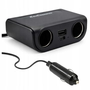 Carcommerce Razdelilnik za 12V in 24V vtičnico za vžigalnik cigaret, USB polnilnik in USB-C razdelilnik