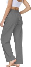 Ženske hlače za jogo iz bombaža Joggers ravne udobne sive L, mehak elastičen jersey iz 95% bombaža in 5% elastana, elastičen pas, 2 stranska žepa, za jogo, pilates, tek, treking, pralni stroj