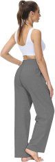 Ženske hlače za jogo iz bombaža Joggers ravne udobne sive L, mehak elastičen jersey iz 95% bombaža in 5% elastana, elastičen pas, 2 stranska žepa, za jogo, pilates, tek, treking, pralni stroj