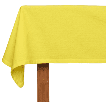 Namizni prt iz 100% bombaža naraven dekorativni prt za notranje prostore, vrt, terase in slavnostne dogodke, obrobljeni robovi, dekatiziran, pranje v pralnem stroju 140x140 cm rumen