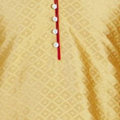 Moški komplet Kurta Pižama 2 kom zlata etno elegantna obleka iz umetne svile mandarin ovratnik dolgi rokav ročna izdelava regular fit velikost S za poroke slovesnosti darilo