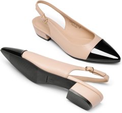 Ženski elegantni čevlji s peto 10 cm, udobni, bež, velikost 40.5 EU – zaprta konica, trak s sponko okoli gležnja, gumast podplat proti drsenju, mehak vložek, za pisarno, poroke in zmenke