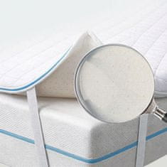 Nakladka za vzmetnico Visco topper iz viskoelastične pene 180x200x5 cm bela mehka z elastičnimi kotnimi trakovi in protidrsno spodnjo plastjo ter odstranljivo prevleko za pranje do 40°C