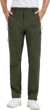 Moške pohodniške hlače 4-way stretch hitro sušeče dihajoče zelene 2XL 85% najlon 15% elastan z odsevnimi elementi na zadrgah, nastavljivim zateznim trakom na hlačnicah za trekking in outdoor