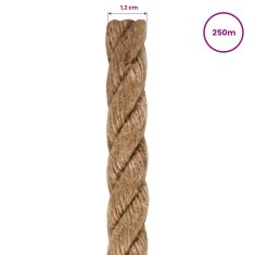 Vidaxl Vrv iz 100 % jute 12 mm 250 m