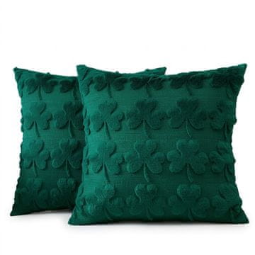 Set 2 kom dekorativnih velurnih prevlek za blazine 50x50 cm zelene barve z elegantnim vzorcem iz mehkega poliestrskega velurja gladka hrbtna stran pralne do 30°C za dnevno sobo in spalnico