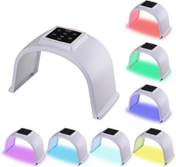 LED maska za fototerapijo XXL bela – 7 valovnih dolžin, LED PDT za pomlajevanje in regeneracijo kože doma, za obraz, proti staranju, glajenje gub, izboljšanje kondicije kože, omrežno napajanje