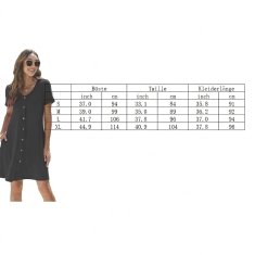 Zelena ženska midi obleka V-neck casual ohlapen A-line kroj z žepi in gumbi, do kolen, 95 % bombaž 5 % elastan, mehka lahka elastična, za prehodno obdobje, velikost S