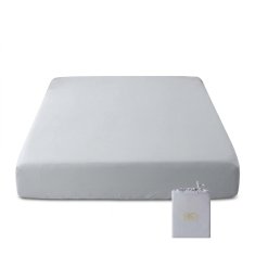 Rjuha z gumijem 140x200 cm bambusova svetlo siva – veganska svila, termoregulacija, visoka prepustnost zraka, za topper in box spring, globina 35 cm, pralni stroj in sušilnik