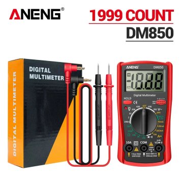 KJB Digitalni multimeter DM850 za električne meritve, rdeč, s škatlo