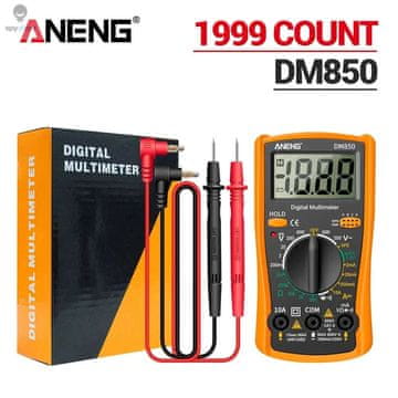KJB Digitalni multimeter DM850 za električne meritve, rumen, s škatlo