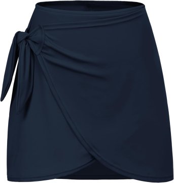 Ženska športna krila s kratkimi hlačami culotte za tek, jogo, badminton in namizni tenis, elastična, lahka, dihajoča, hitro odvaja vlago, A-line kroj, stransko vezanje, temno modra, velikost M