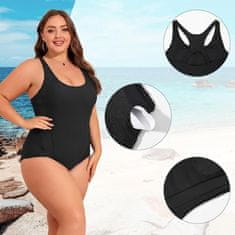 Ženski enodelni kopalni kostum za modeliranje postave črn 42 L oblikovalni z vgrajenimi skodelicami, križnima nastavljivima ramenskima trakovoma, 82% poliamid 18% elastan, za bazen in plažo
